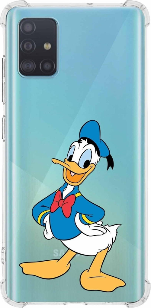 Samsung Galaxy A51 Köşe Korumalı Antişok Kapak Donald Duck Tasarımlı Şeffaf Kılıf