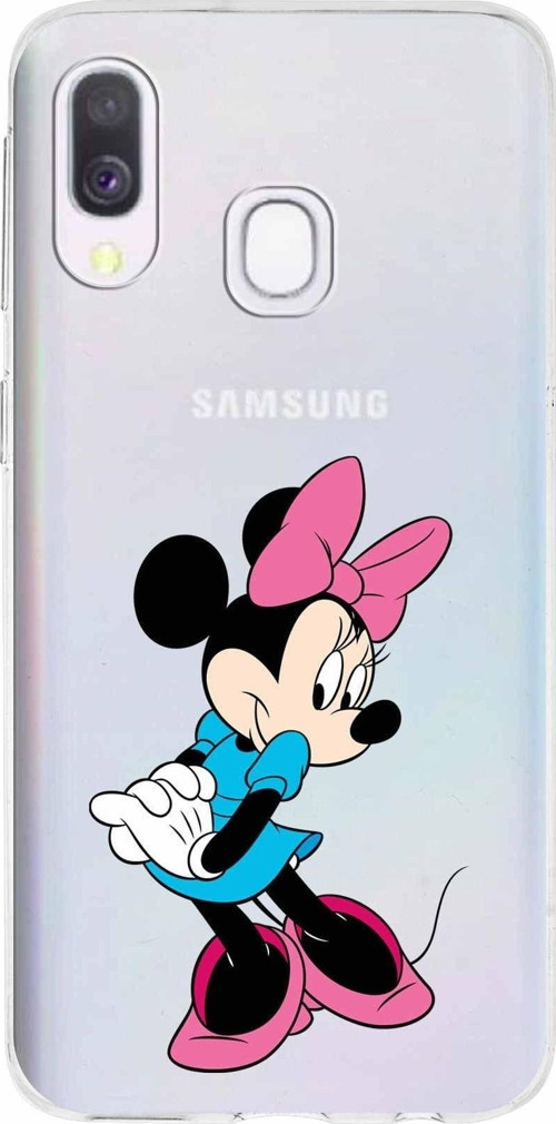 Samsung Galaxy A40 Kapak Minnie Mouse Tasarımlı Şeffaf Silikon Kılıf