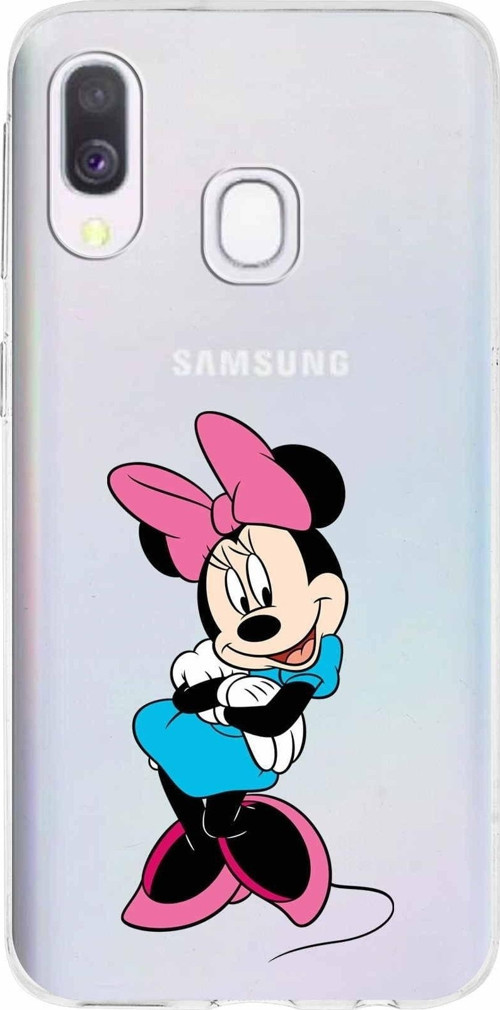 Samsung Galaxy A40 Kapak Minnie Mouse Tasarımlı Şeffaf Silikon Kılıf
