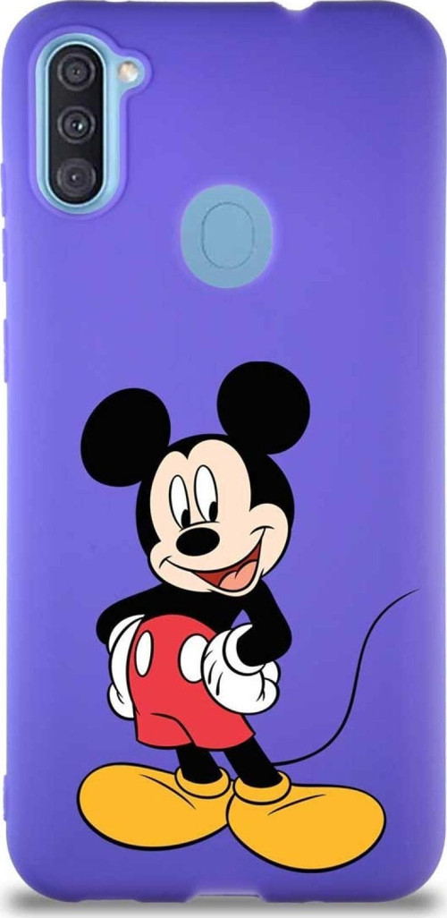 Samsung Galaxy A11 Soft Premier Kapak Mickey Mouse-E Tasarımlı Silikon Kılıf - Mor