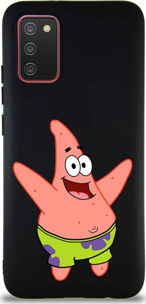 Samsung Galaxy A02S Soft Premier Kapak Patrick Yıldız Tasarımlı Silikon Kılıf - Siyah