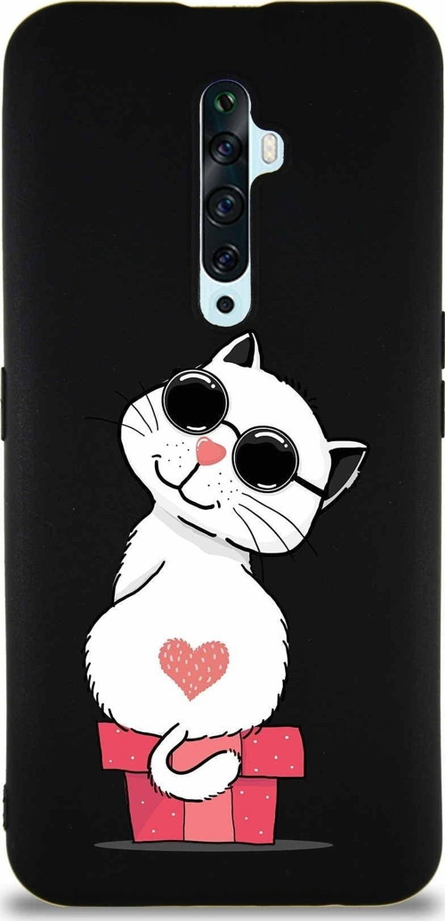 Oppo Reno 2Z Soft Premier Kapak Coolcat Tasarımlı Silikon Kılıf - Siyah