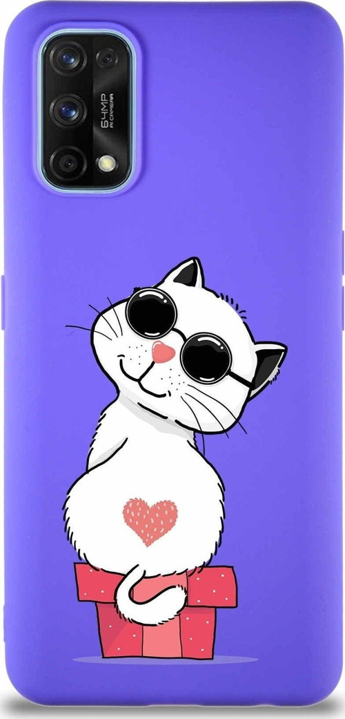 Realme 7 Pro Soft Premier Kapak Coolcat Tasarımlı Silikon Kılıf - Mor