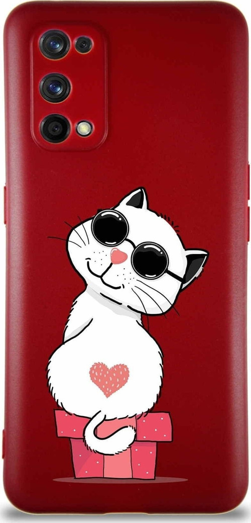 Realme 7 Pro Soft Premier Kapak Coolcat Tasarımlı Silikon Kılıf - Mürdüm