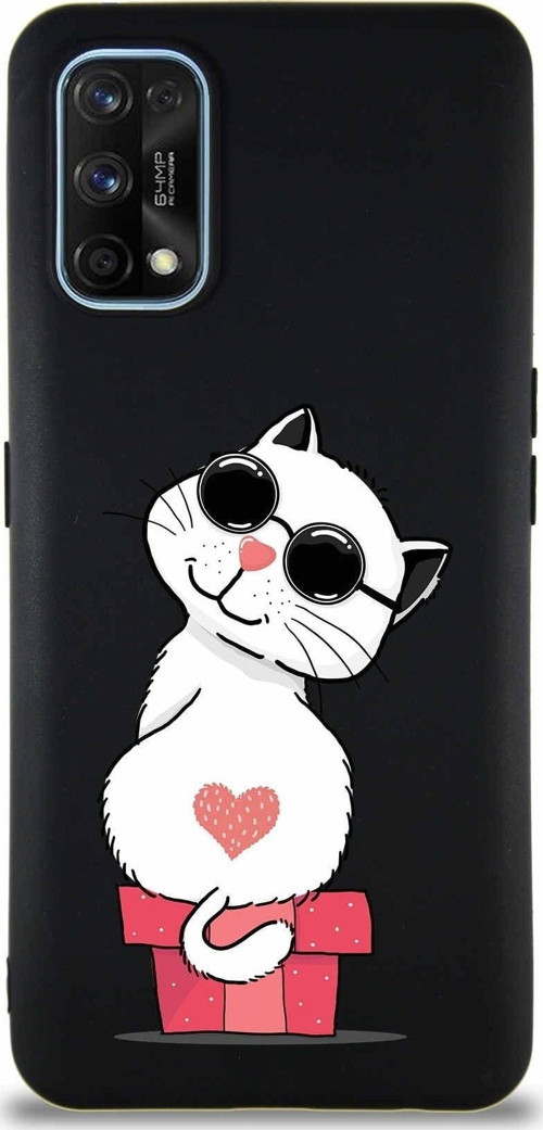 Realme 7 Pro Soft Premier Kapak Coolcat Tasarımlı Silikon Kılıf - Siyah