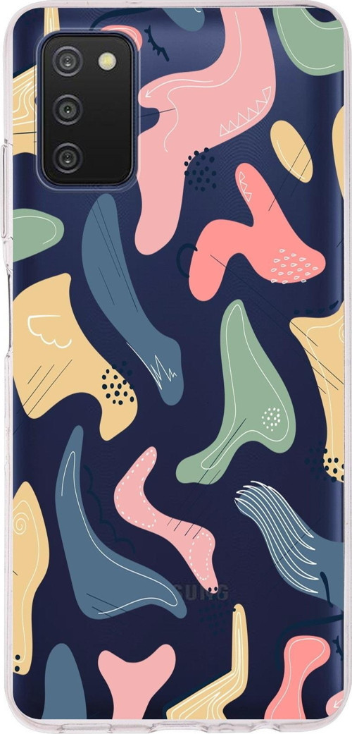 Samsung Galaxy A03S 4G Uyumlu Kapak Abstract Tasarımlı Şeffaf Silikon Kılıf