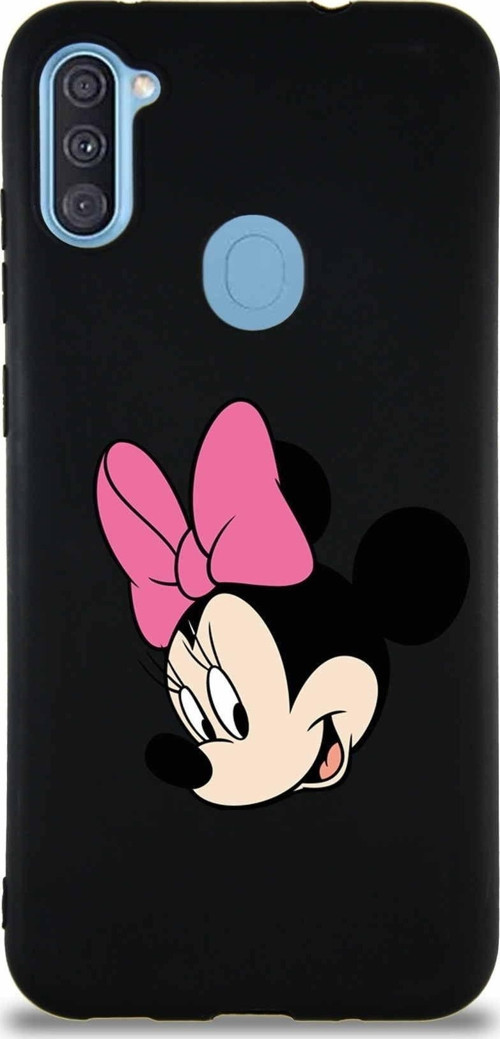 Samsung Galaxy A11 Soft Premier Kapak Minnie Mouse-B Tasarımlı Silikon Kılıf - Siyah