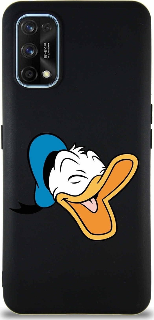 Realme 7 Pro Soft Premier Kapak Donald Duck-E Tasarımlı Silikon Kılıf - Siyah