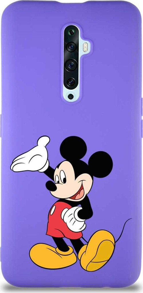 Oppo Reno 2Z Soft Premier Kapak Mickey Mouse-C Tasarımlı Silikon Kılıf - Mor