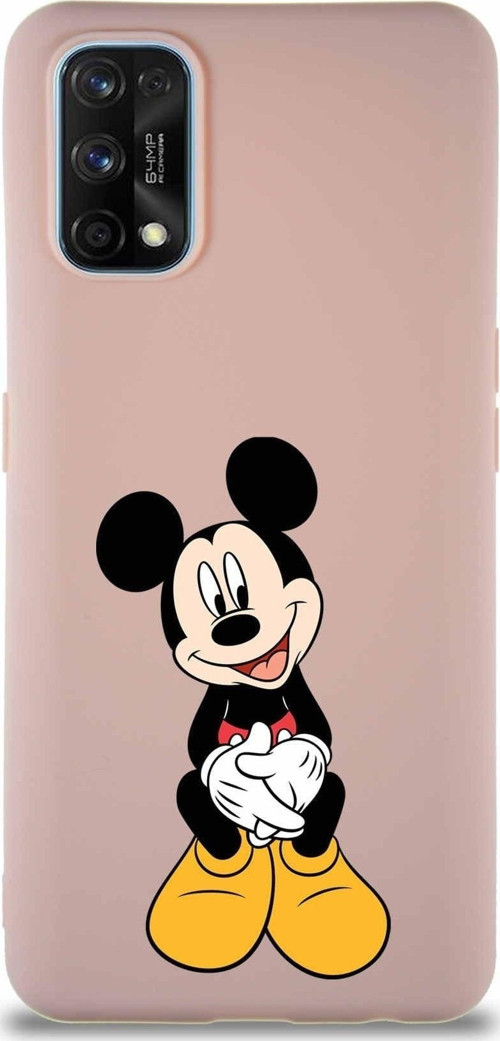 Realme 7 Pro Soft Premier Kapak Mickey Mouse-A Tasarımlı Silikon Kılıf - Pudra