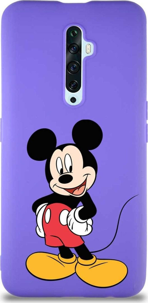 Oppo Reno 2Z Soft Premier Kapak Mickey Mouse-E Tasarımlı Silikon Kılıf - Mor