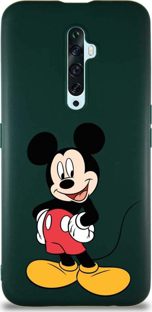 Oppo Reno 2Z Soft Premier Kapak Mickey Mouse-E Tasarımlı Silikon Kılıf - Yeşil