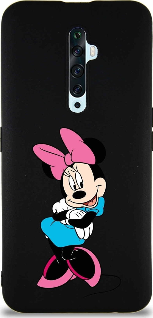 Oppo Reno 2Z Soft Premier Kapak Minnie Mouse-D Tasarımlı Silikon Kılıf - Siyah