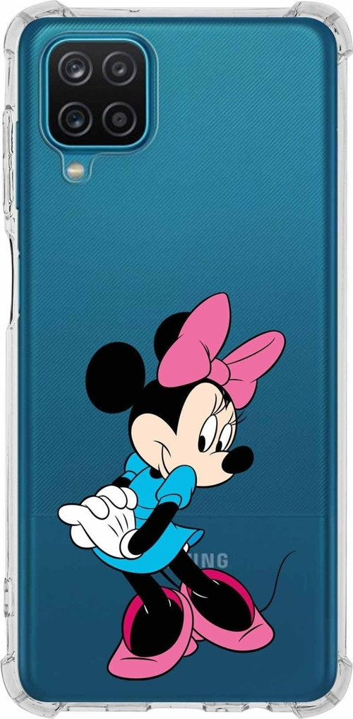 Samsung Galaxy A12 Köşe Korumalı Antişok Kapak Minnie Mouse Tasarımlı Şeffaf Kılıf