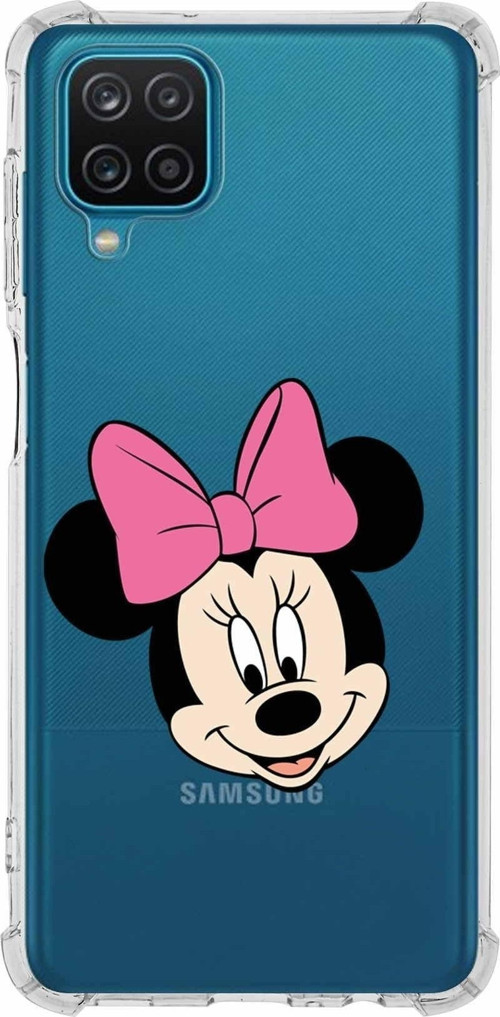Samsung Galaxy A12 Köşe Korumalı Antişok Kapak Minnie Mouse Tasarımlı Şeffaf Kılıf