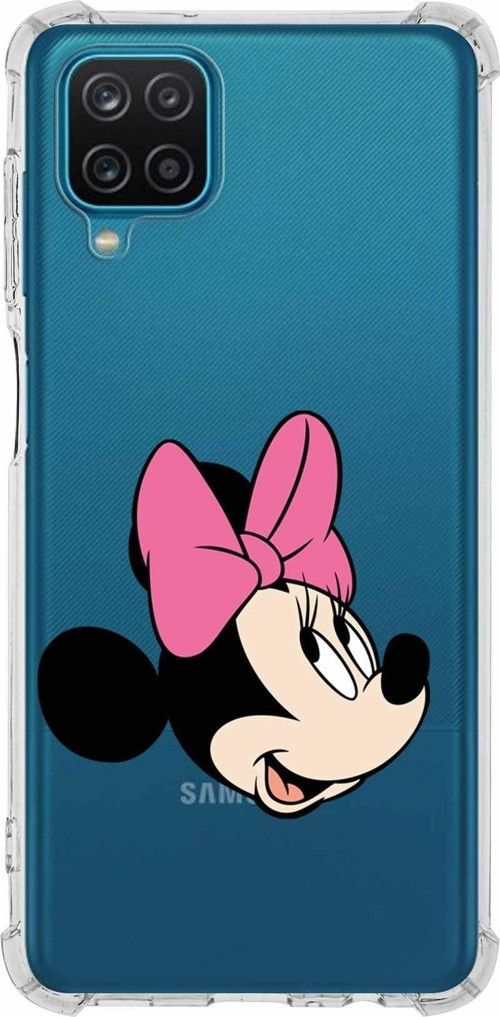 Samsung Galaxy A12 Köşe Korumalı Antişok Kapak Minnie Mouse Tasarımlı Şeffaf Kılıf