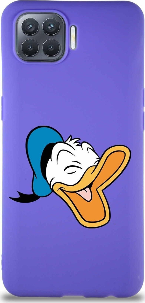 Oppo Reno 4 Lite Soft Premier Kapak Donald Duck-E Tasarımlı Silikon Kılıf - Mor