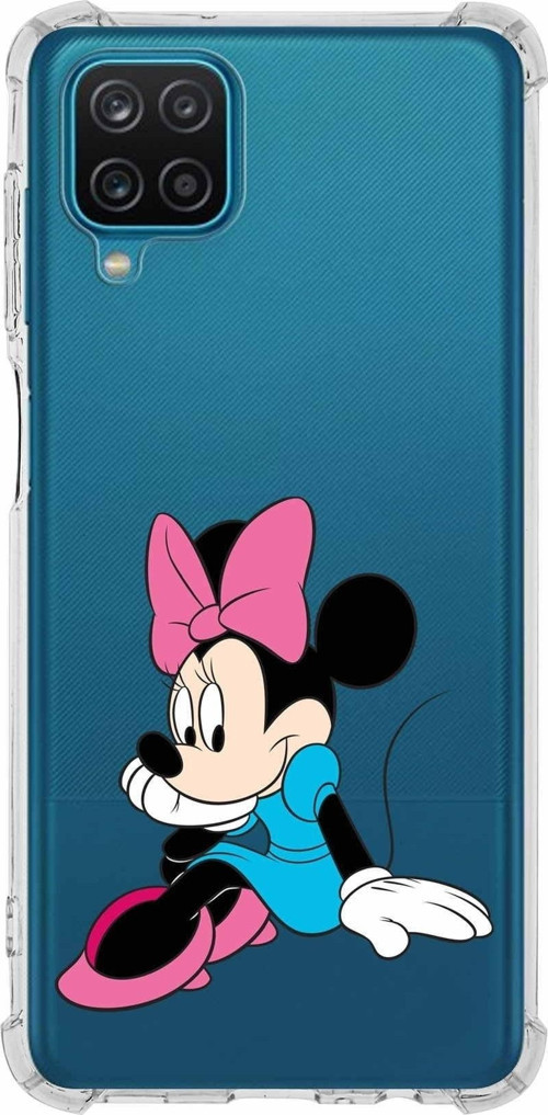 Samsung Galaxy A12 Köşe Korumalı Antişok Kapak Minnie Mouse Tasarımlı Şeffaf Kılıf