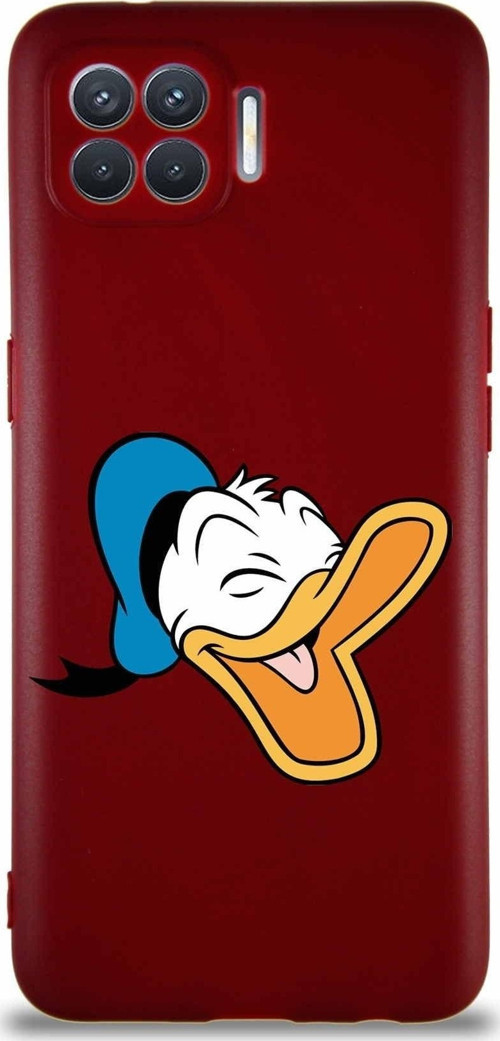 Oppo Reno 4 Lite Soft Premier Kapak Donald Duck-E Tasarımlı Silikon Kılıf - Mürdüm