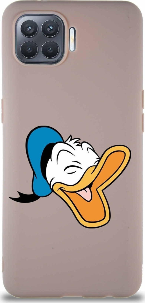 Oppo Reno 4 Lite Soft Premier Kapak Donald Duck-E Tasarımlı Silikon Kılıf - Pudra