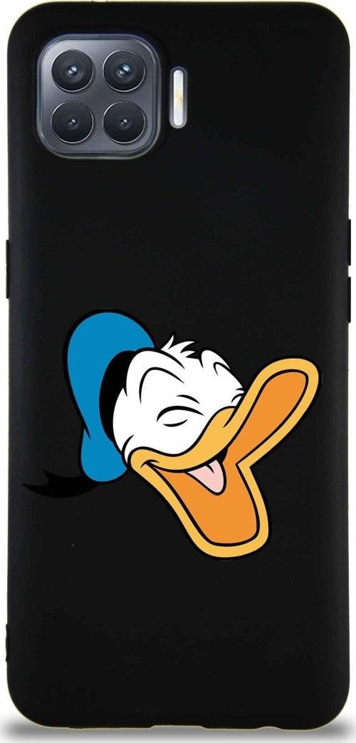 Oppo Reno 4 Lite Soft Premier Kapak Donald Duck-E Tasarımlı Silikon Kılıf - Siyah