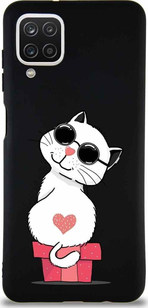 Samsung Galaxy A12 Soft Premier Kapak Coolcat Tasarımlı Silikon Kılıf - Siyah