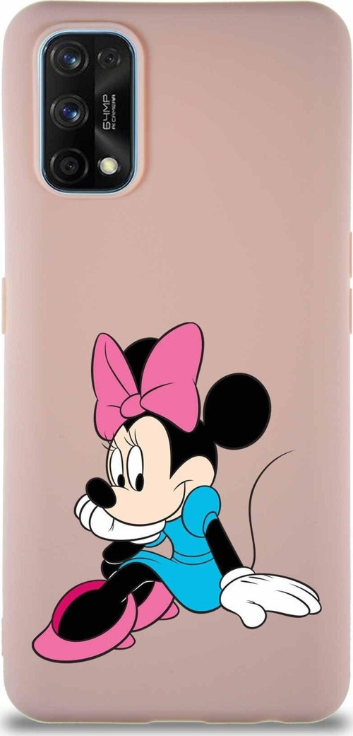 Realme 7 Pro Soft Premier Kapak Minnie Mouse-E Tasarımlı Silikon Kılıf - Pudra