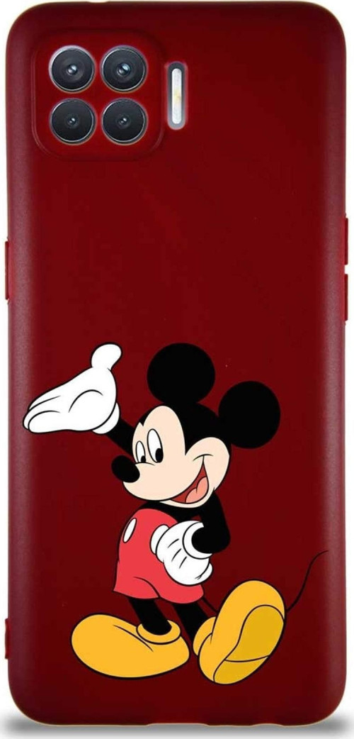 Oppo Reno 4 Lite Soft Premier Kapak Mickey Mouse-C Tasarımlı Silikon Kılıf - Mürdüm