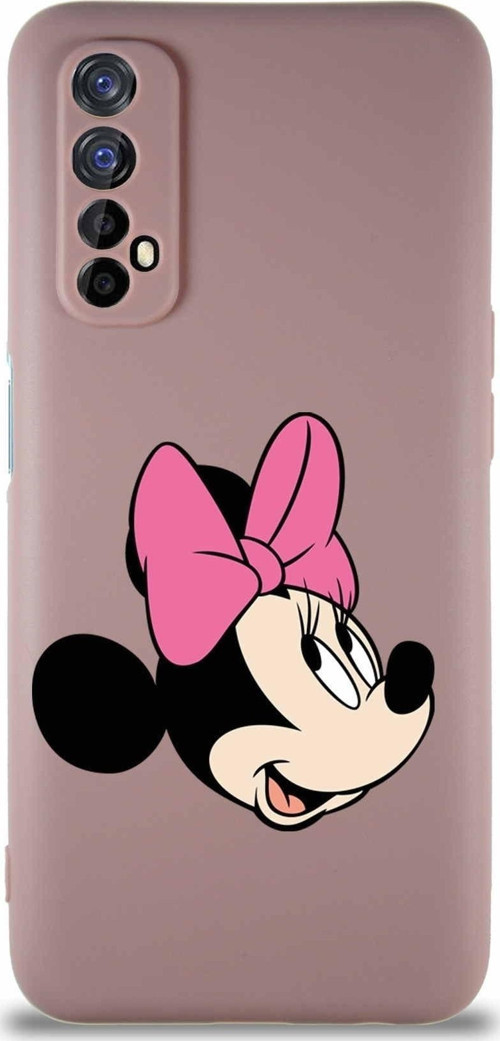 Realme 7 Soft Premier Kapak Minnie Mouse-A Tasarımlı Silikon Kılıf - Pudra