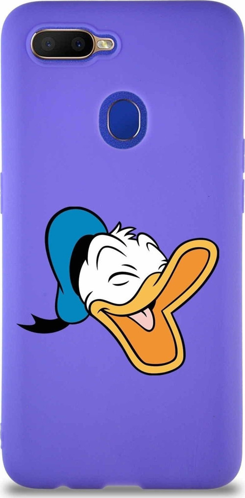Oppo A12 Soft Premier Kapak Donald Duck-E Tasarımlı Silikon Kılıf - Mor