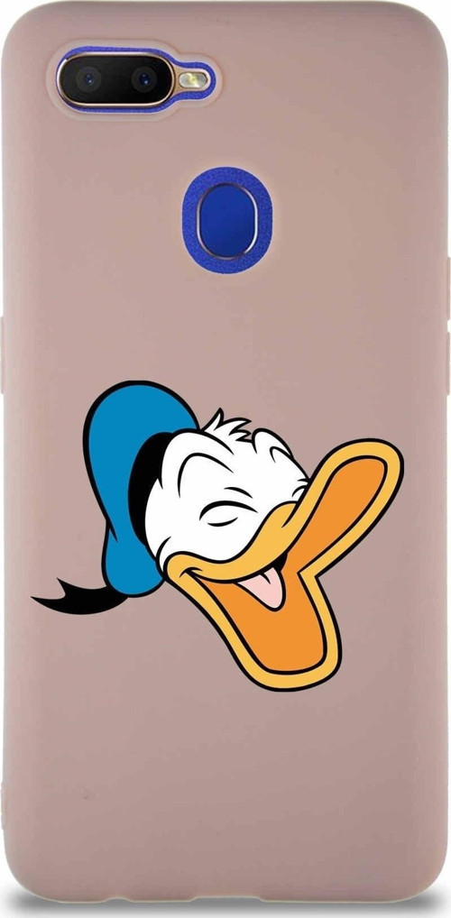 Oppo A12 Soft Premier Kapak Donald Duck-E Tasarımlı Silikon Kılıf - Pudra
