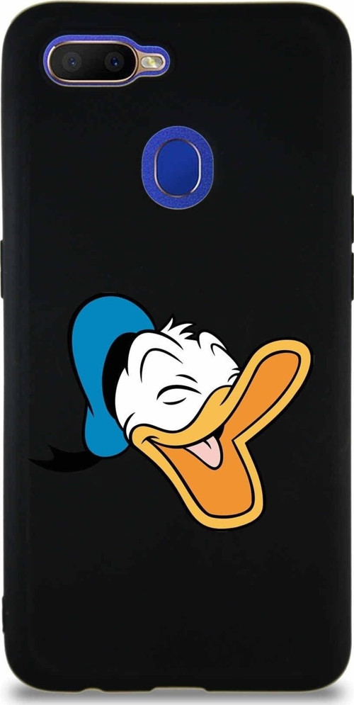 Oppo A12 Soft Premier Kapak Donald Duck-E Tasarımlı Silikon Kılıf - Siyah