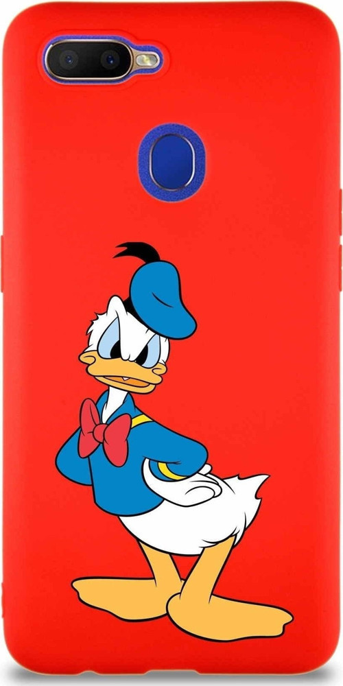 Oppo Ax7 Soft Premier Kapak Donald Duck-D Tasarımlı Silikon Kılıf - Kırmızı