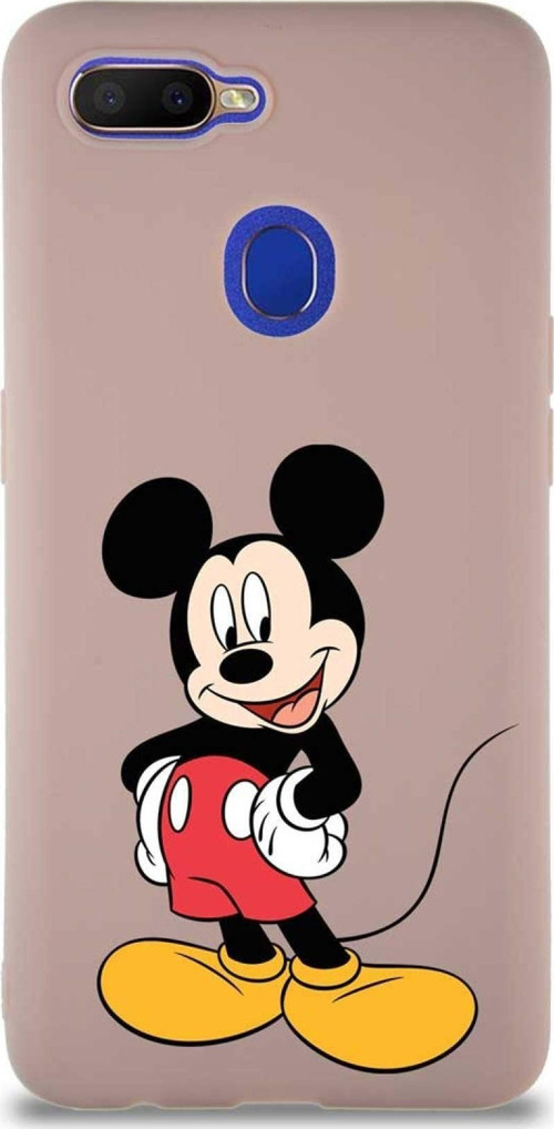 Oppo Ax7 Soft Premier Kapak Mickey Mouse-E Tasarımlı Silikon Kılıf - Pudra
