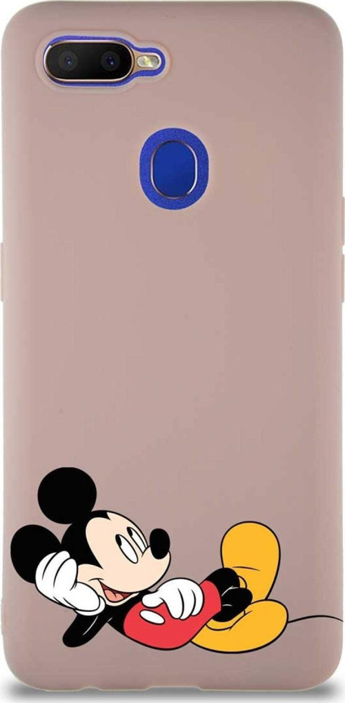 Oppo Ax7 Soft Premier Kapak Mickey Mouse-F Tasarımlı Silikon Kılıf - Pudra