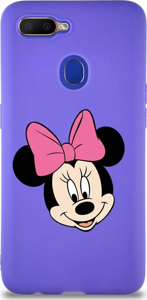 Oppo Ax7 Soft Premier Kapak Minnie Mouse-C Tasarımlı Silikon Kılıf - Mor