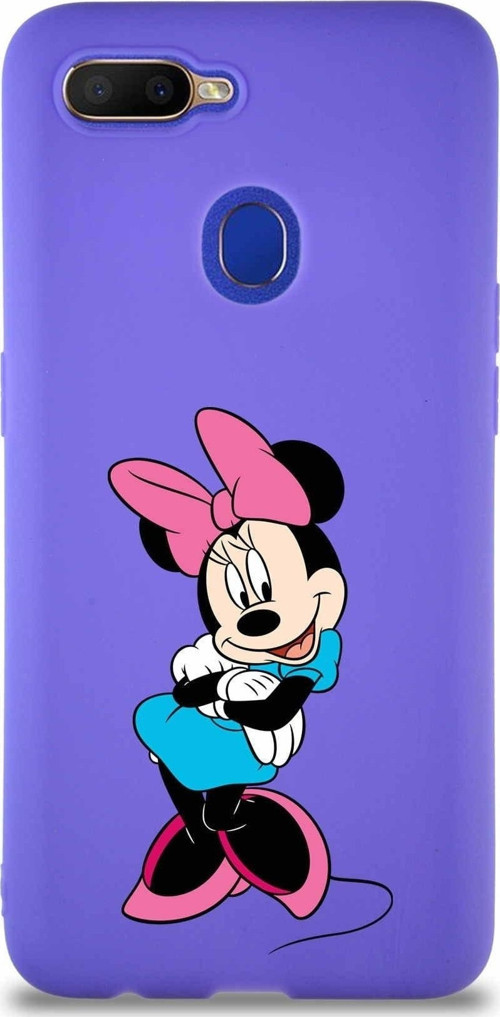 Oppo Ax7 Soft Premier Kapak Minnie Mouse-D Tasarımlı Silikon Kılıf - Mor