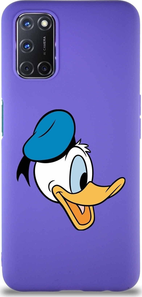 Oppo A52 Soft Premier Kapak Donald Duck-F Tasarımlı Silikon Kılıf - Mor