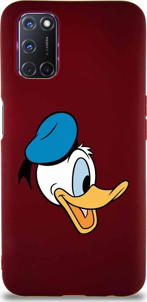 Oppo A52 Soft Premier Kapak Donald Duck-F Tasarımlı Silikon Kılıf - Mürdüm