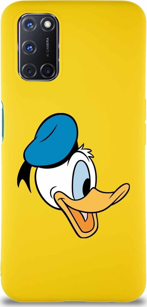 Oppo A52 Soft Premier Kapak Donald Duck-F Tasarımlı Silikon Kılıf - Sarı
