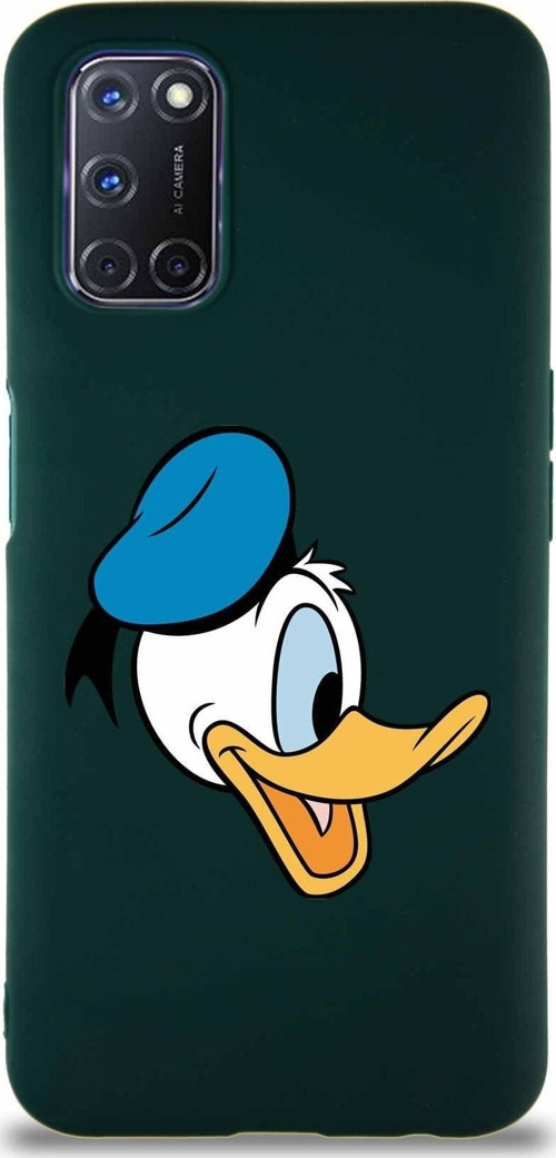 Oppo A52 Soft Premier Kapak Donald Duck-F Tasarımlı Silikon Kılıf - Yeşil