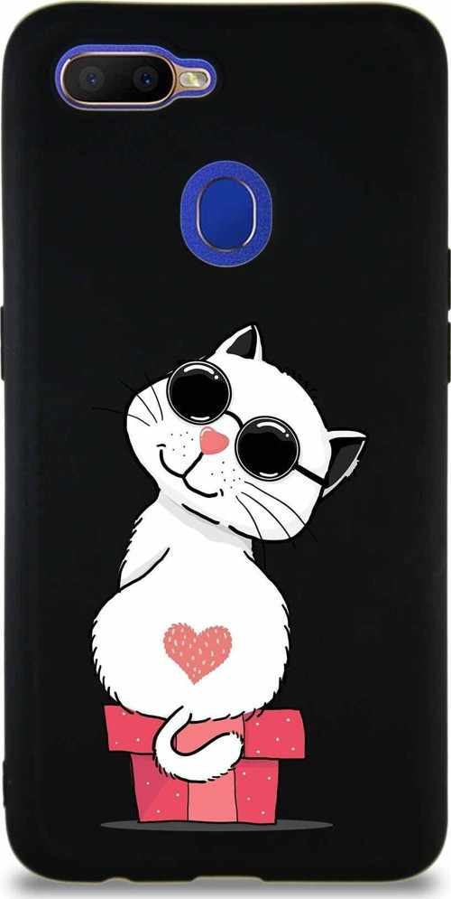 Oppo A5S Soft Premier Kapak Coolcat Tasarımlı Silikon Kılıf - Siyah