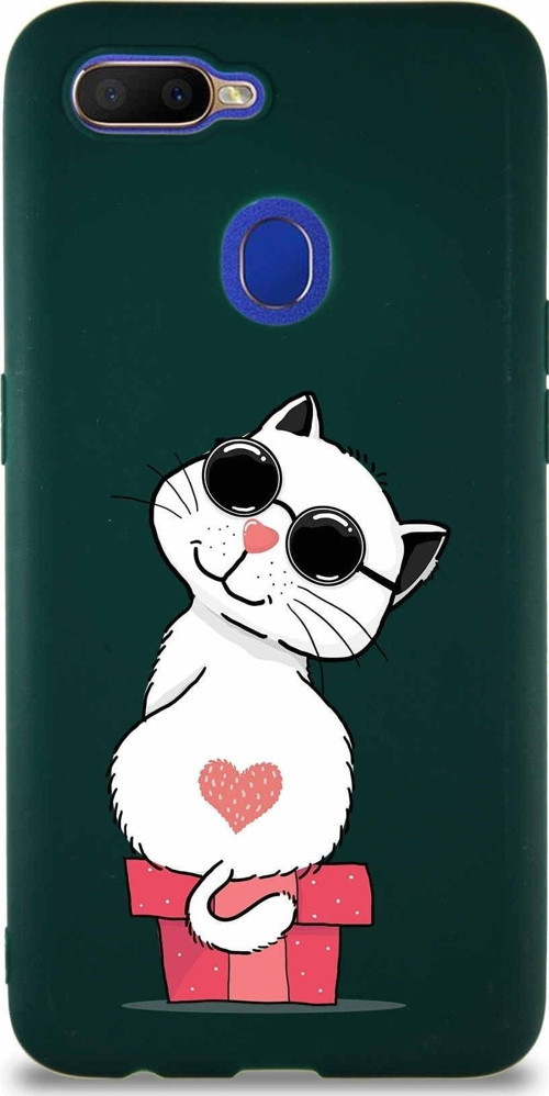 Oppo A5S Soft Premier Kapak Coolcat Tasarımlı Silikon Kılıf - Yeşil