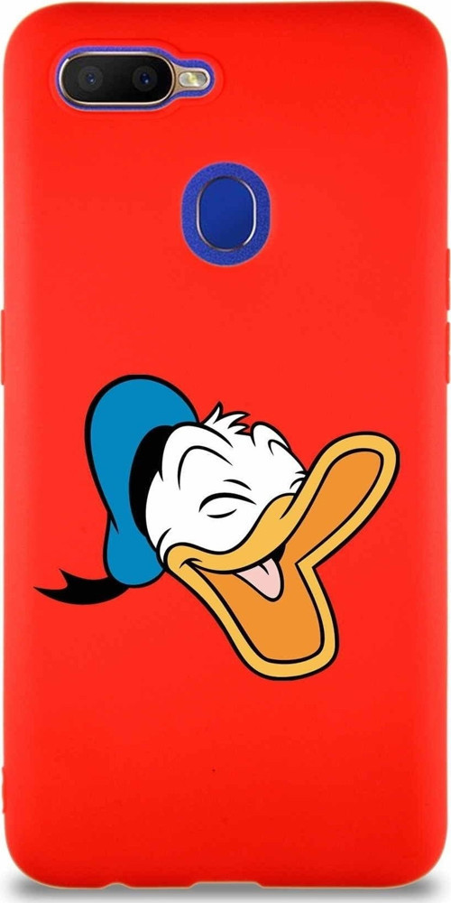 Oppo A5S Soft Premier Kapak Donald Duck-E Tasarımlı Silikon Kılıf - Kırmızı