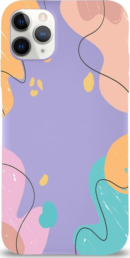 Apple Iphone 11 Pro Max Uyumlu Lansman Kılıf Karışık Renkler Tasarımlı Içi Kadife Kapak-Lila