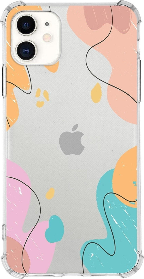 Apple Iphone 11 Uyumlu Köşe Korumalı Antişok Kapak Karışık Renkler Tasarımlı Şeffaf Kılıf