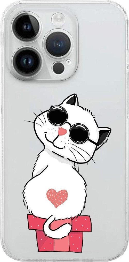 Apple Iphone 14 Pro Uyumlu Kamera Korumalı Kapak Coolcat Tasarımlı Şeffafkılıf