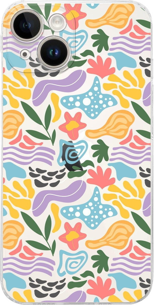Apple Iphone 14 Plus Uyumlu Kamera Korumalı Kapak Memphis Desen Tasarımlı Şeffaf Kılıf