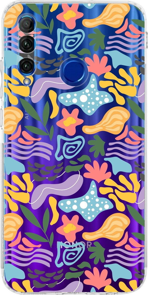 Huawei Honor 20 Lite Uyumlu Kamera Korumalı Kapak Memphis Desen Tasarımlı Şeffaf Kılıf