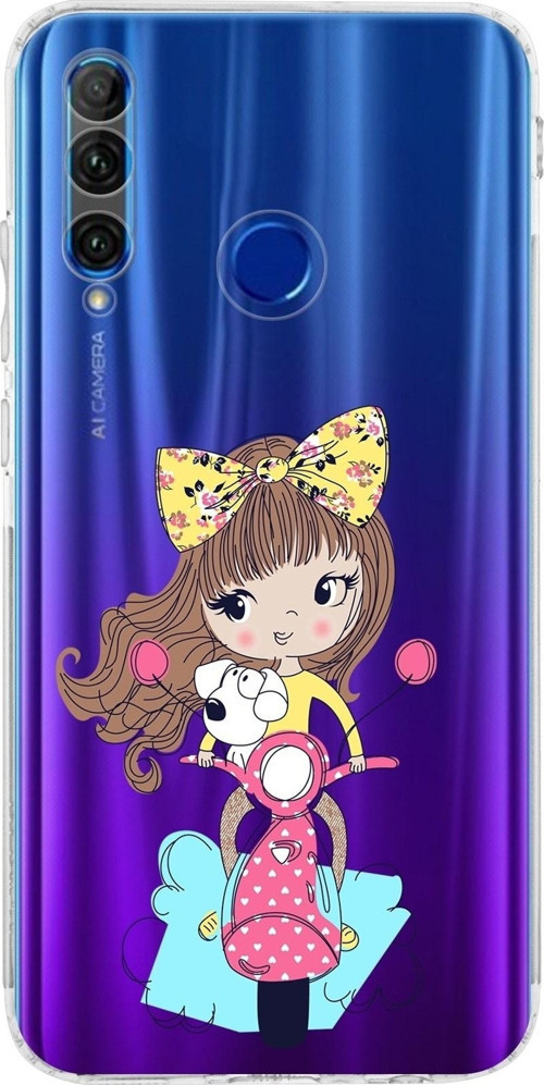 Huawei Honor 20 Lite Uyumlu Kamera Korumalı Kapak Vespagirl Tasarımlı Şeffaf Kılıf